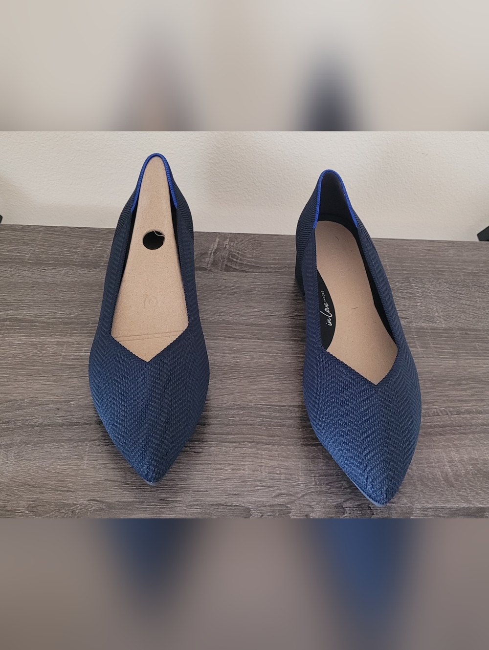 NWT ROTHY’S The High Point Heeled Shoe | Navy Herringbone  Run small